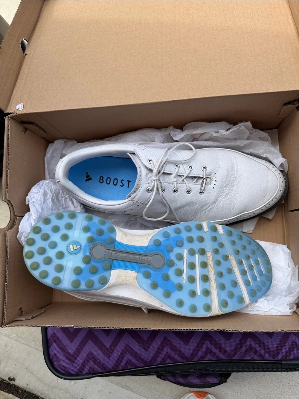 Men's size 13 White Leather Casual Lace-Up Golf Shoes